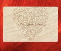 Grußkarte aus Holz , Valentinstag