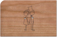Grußkarte aus Holz „Hochzeitspaar“ mit Umschlag