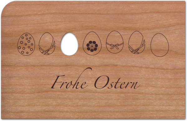 Grußkarte aus Holz „Ostereier“ mit Umschlag