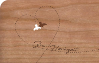 Grußkarte aus Holz „Hochzeit Vogel“ mit Umschlag