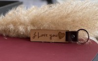 Schlüsselanhänger aus Holz, I Love You, Valentinstag, individuelle Lasergravur, Personalisierbar